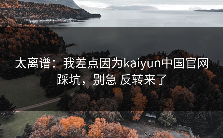 太离谱:我差点因为kaiyun中国官网踩坑,别急 反转来了 太离谱:我差点因为kaiyun中国官网踩坑,别急 反转来了
