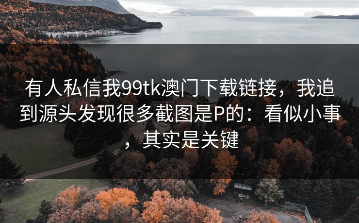 有人私信我99tk澳门下载链接，我追到源头发现很多截图是P的：看似小事，其实是关键