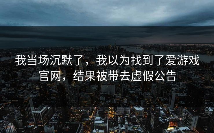 我当场沉默了，我以为找到了爱游戏官网，结果被带去虚假公告